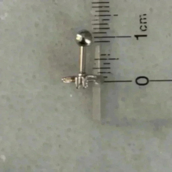 Silver Crystal Moon Cartilage Earring - Picture 2 of 4